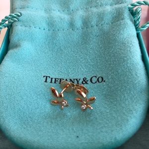 Tiffany & co rose gold with diamonds earrings